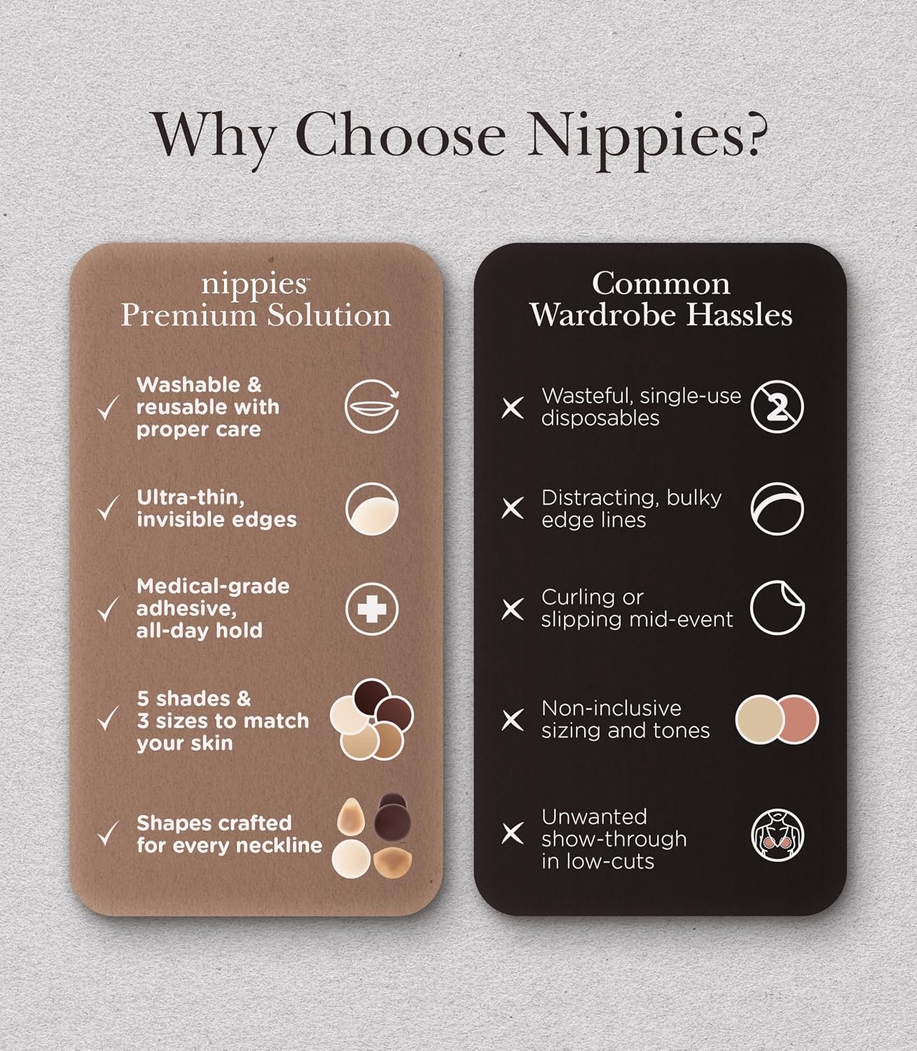 Nippies Reusable Nipple Covers, Skin Safe Pasties in Circle or Lift Style | Dermatologist Tested Adhesive Pasties, Sticky Up to 20 Wears, Stays On through Sweaty Summer Heat, Travel Case Included - Image 3
