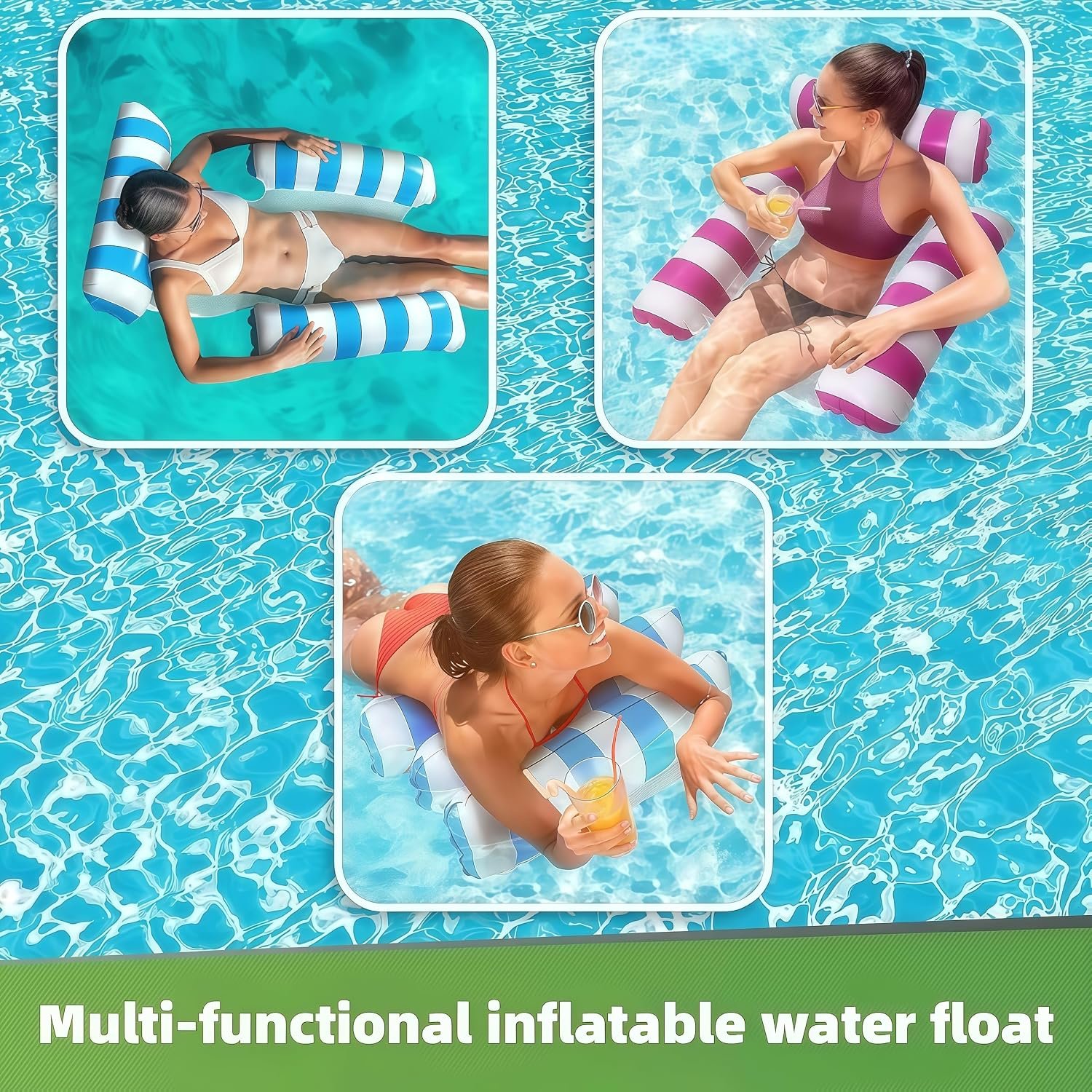 3 Pack 300 LB Pool Floats,Inflatable Pool Float Chair for Adults Swim Floating Party Vacation Fun and Rest - Image 3