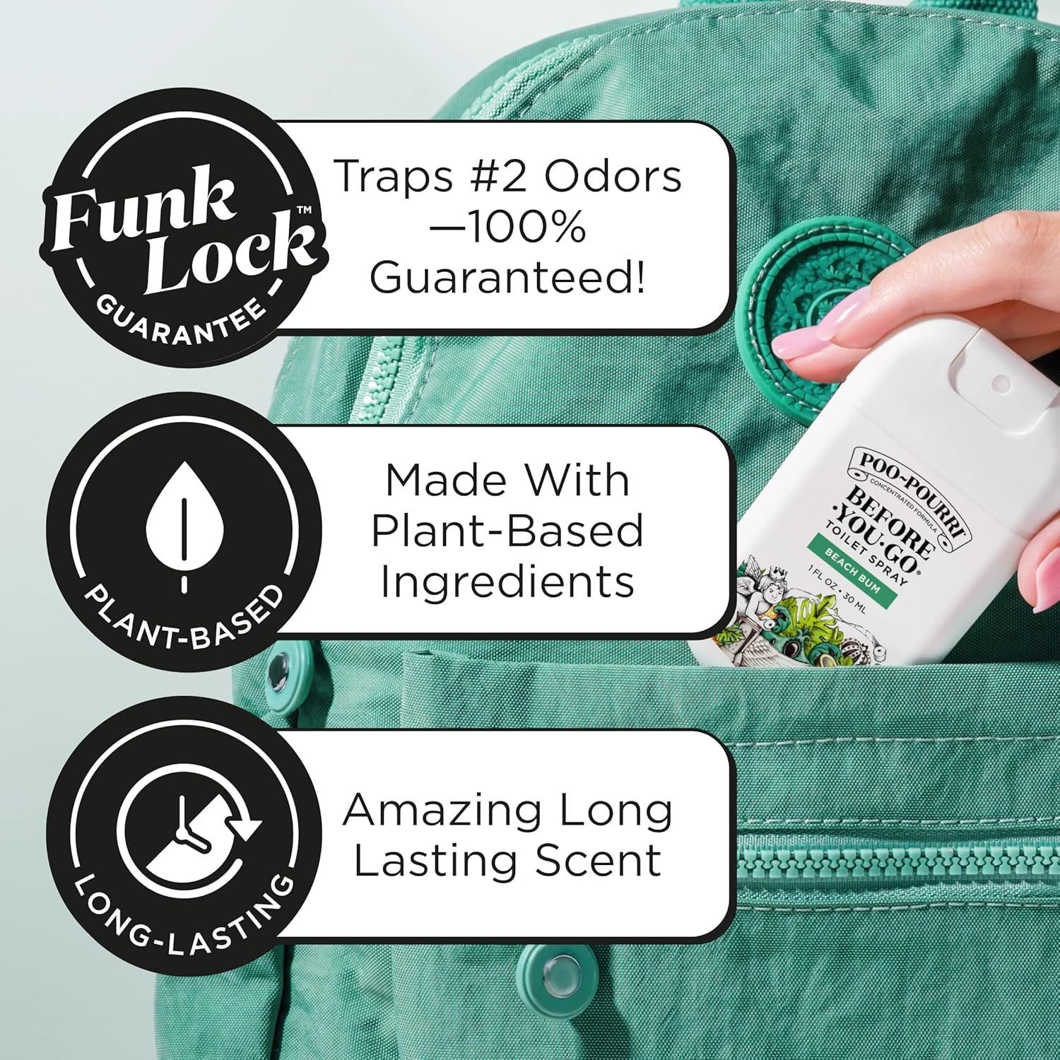 Poo-Pourri Before-You-Go Pocket Toilet Spray, Travel Essentials, Beach Bum, 1 Fl Oz, Up to 50 Uses, On-The-Go Bathroom Odor Deodorizer with Essential Oils, TSA Approved Size, Coconut Orchid Scent - Image 2