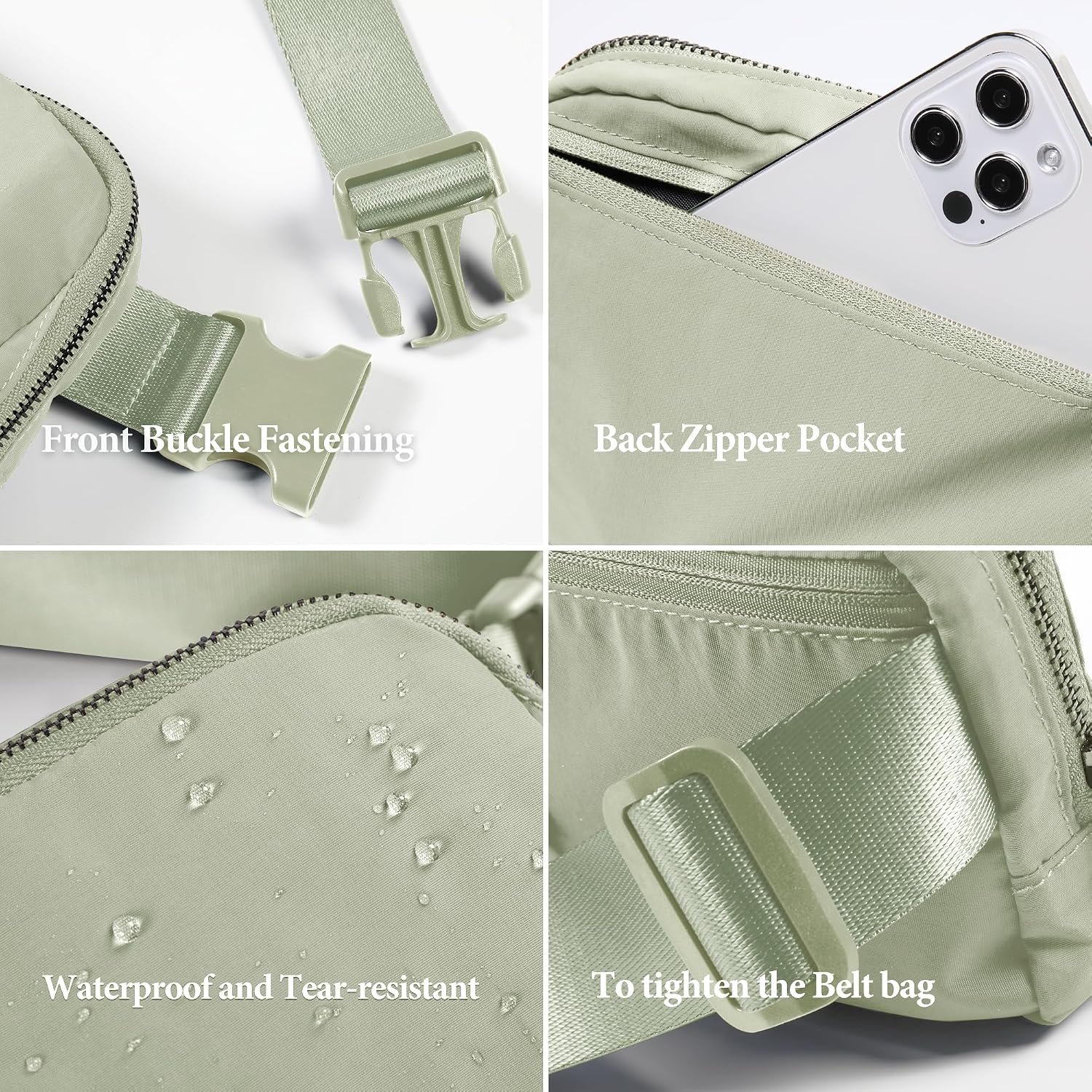 ODODOS Unisex Mini Belt Bag with Adjustable Strap Small Fanny Pack for Workout Running Traveling Hiking, Desert Sage - Image 5