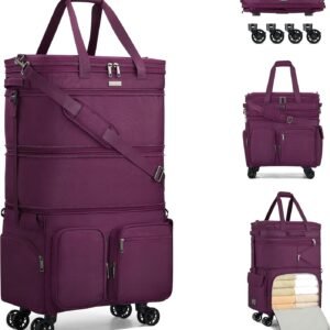 MILADA Expandable Luggage Bags for Travel Large Suitcases with Wheels | Upgraded Foldable Rolling Bag, 13 Pockets, Multi Carry Ways, Collapsible Travel Bag for Moving, Gym, Shopping, Men & Women