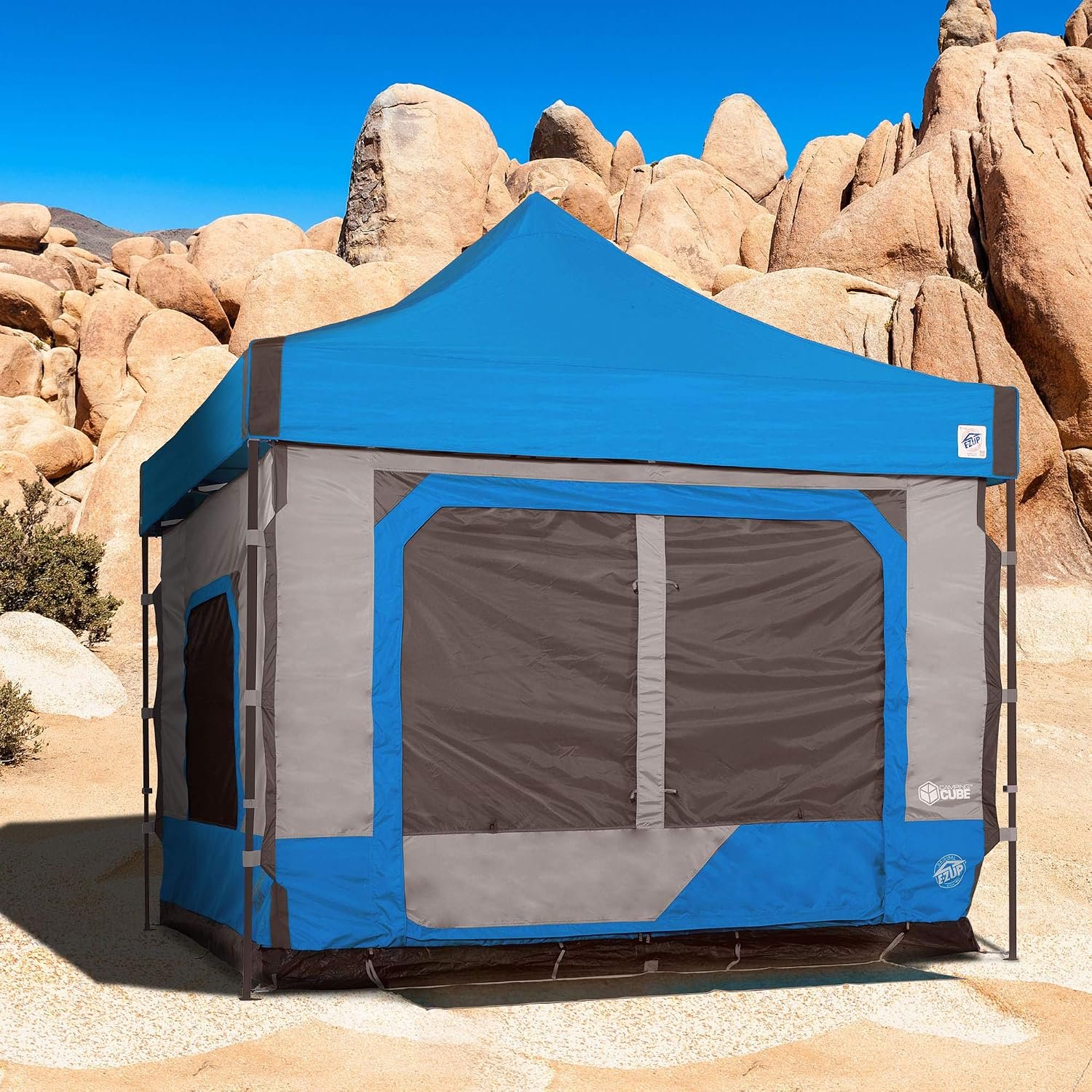 E-Z UP Camping Cube 6.4, Converts 10' Straight Leg Canopy into Camping Tent, Royal Blue (Canopy/Shelter NOT Included) - Image 9