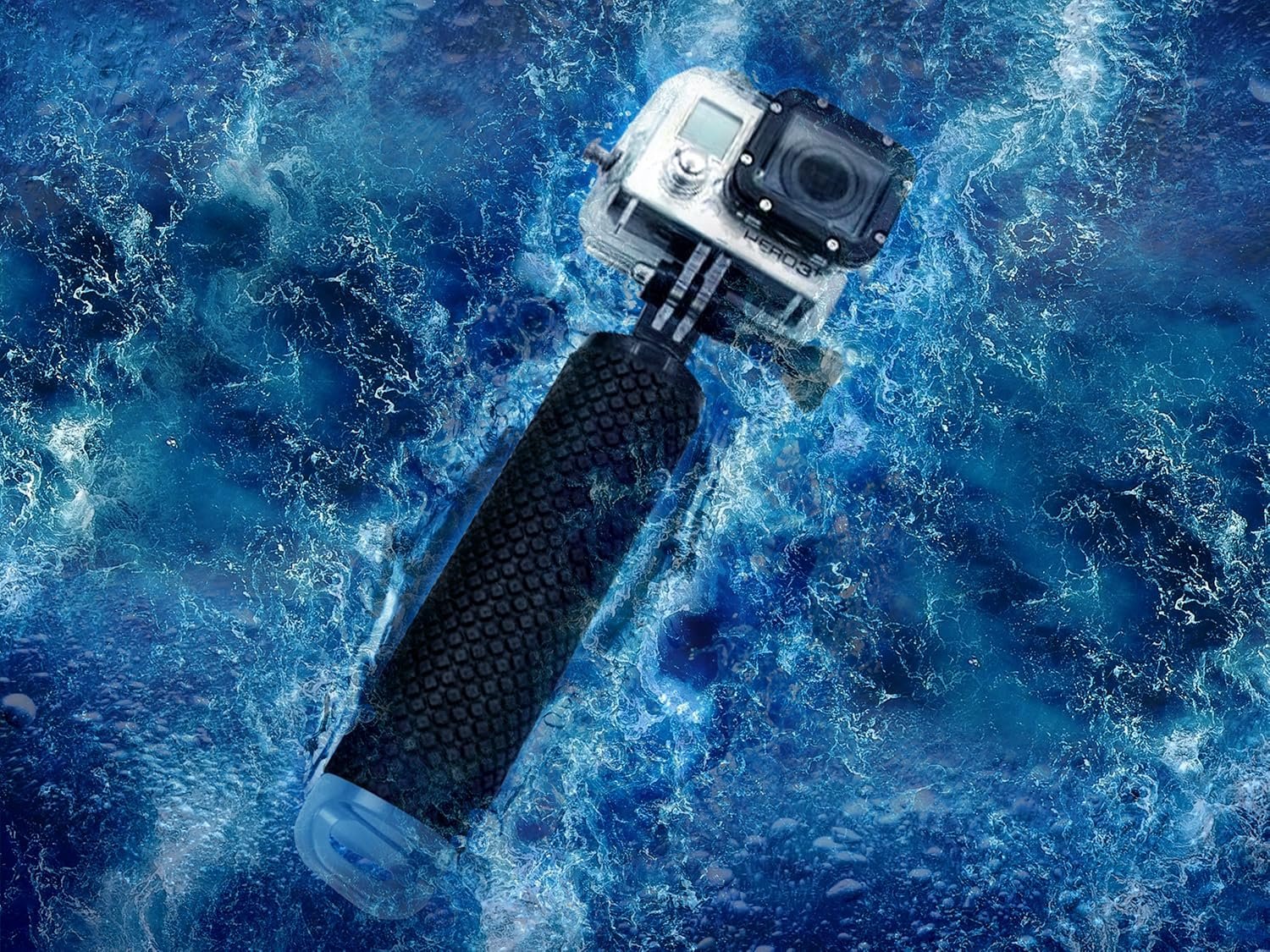 Floating Hand Grip Waterproof Monopod for GoPro Hero 13 12 11 10 9 8 7 6 5 | Compatible with Hero Session Black Silver Handler & Handle Mount Accessories Kit for Water Sport & Action Cameras (Blue) - Image 4